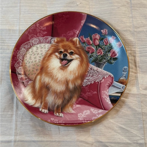 VINTAGE Pomeranians Plate Danbury Mint Barbara Higgins Bond Plate Number C8873 - Picture 1 of 3